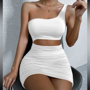 White one shoulder cutout dress